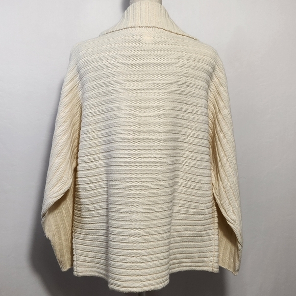 Isabella Bird Women Ivory Wool Blend Long Sleeve Open Front Ribbed Cardigan SZ S - Picture 10 of 13